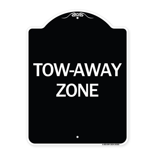 Signmission Designer Series Tow-Away Zone, Black & White Heavy-Gauge Aluminum Sign, 24" x 18", BW-1824-24365 A-DES-BW-1824-24365 - main